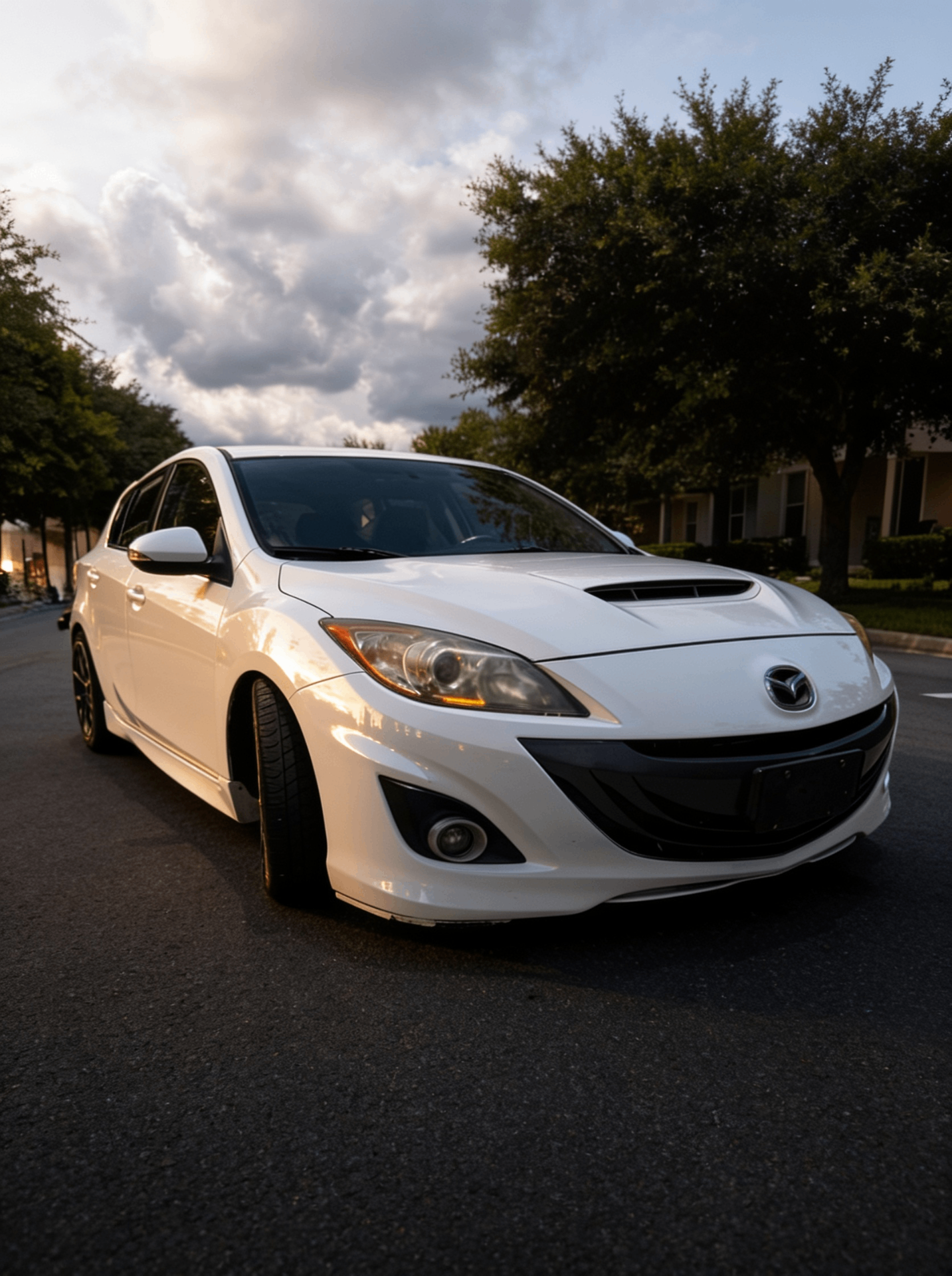 White Mazda3 after JDM Wash exterior detail in Central Florida